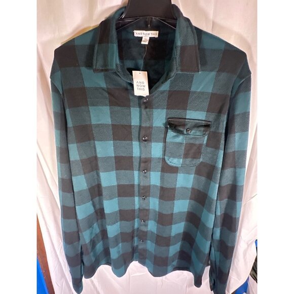 And Now This Mens Plaid Long-Sleeve Button-up Shirt, Green, Size XXL, NWT - Picture 2 of 5